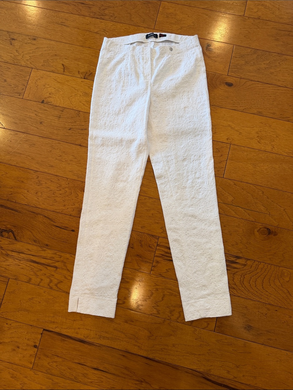 Robell Modell Marie White Jacquard Slim Trousers